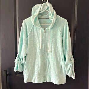 Calvin Klein Performance Zip Up Terry Hoodie Light Teal Green Blue  Size Medium